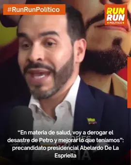 #Elecciones2026| El abogado y precandidato presidencial Abelardo De La Espriella aseguró que, de llegar a la Casa de Nariño, una de sus primeras decisiones será revertir las reformas en salud impulsadas por el actual gobierno de Gustavo Petro, a las que calificó como un “desastre”. Según explicó, su propuesta busca fortalecer el sistema de salud sin desmontar los avances alcanzados en décadas anteriores. “Para mí no es solo un tema financiero: deben ganar prestadores, aseguradores, el Estado y los usuarios”, afirmó el aspirante. De La Espriella destacó que la salud debe entenderse como un sector estratégico para el desarrollo del país y que su apuesta es por un modelo en el que todos los actores involucrados encuentren equilibrio y sostenibilidad. Finalmente, subrayó que su visión no se limita a lo administrativo o lo económico, sino que tiene un componente cultural de fondo: “Lo más importante es enseñarle a comer a nuestros niños para transformar la sociedad”, dijo al exponer que la educación en hábitos saludables será una prioridad en su eventual gobierno. 🔸#RunRunPolítico