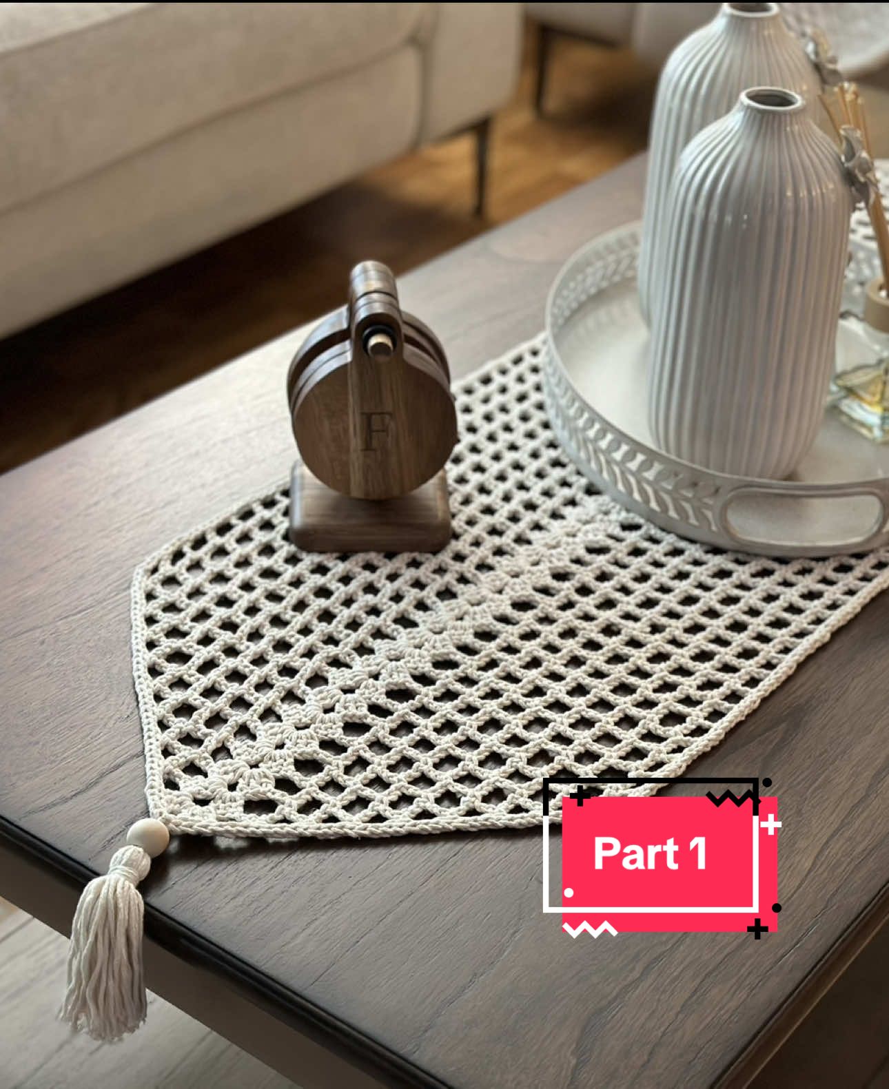 Coffee table cloth tutorial part 1. Yarn bee braided (🧶) 4 mm hook #crochet #granny #tablerunner #chushion 