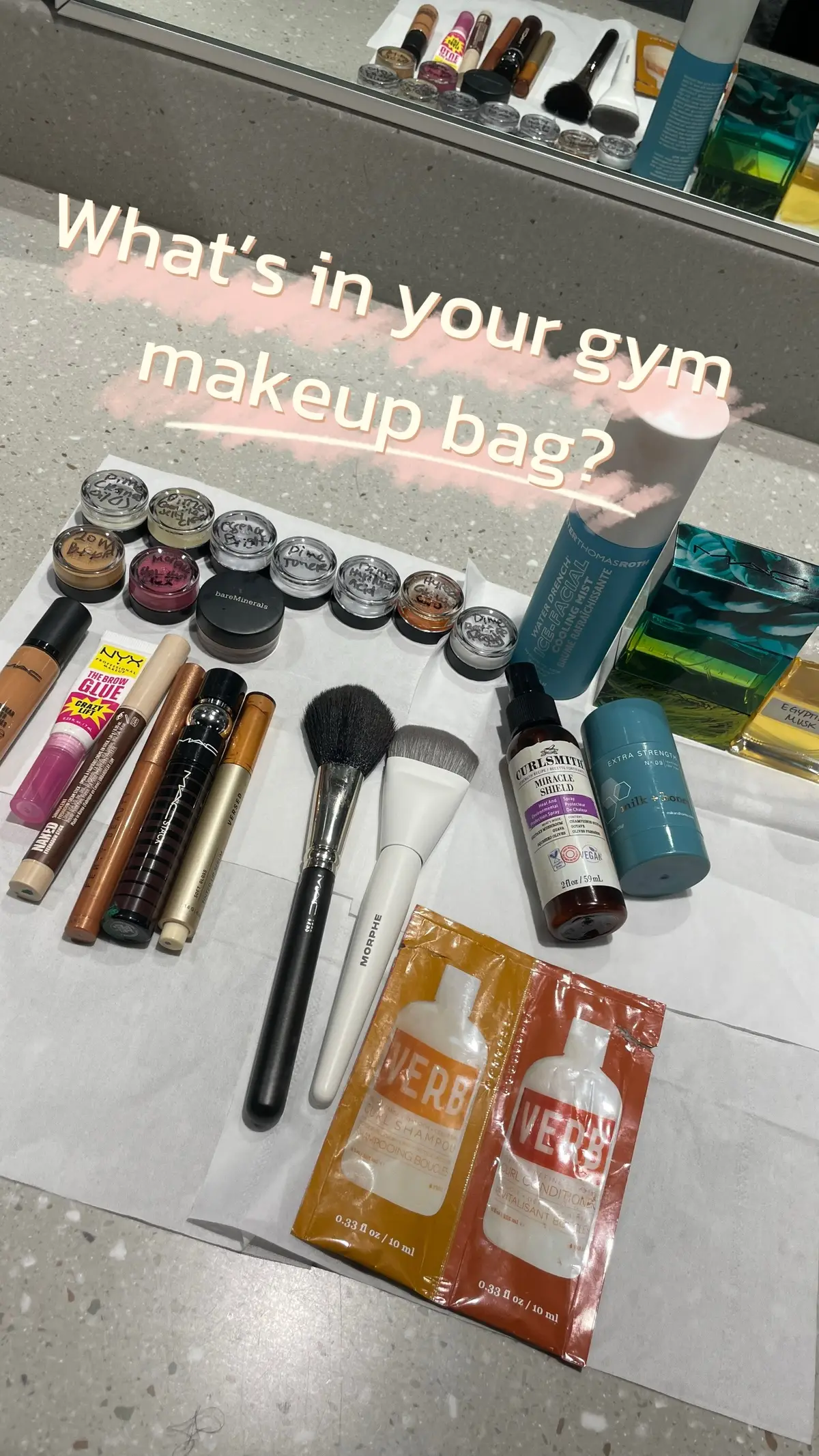 What’s in your gym makeup bag? 