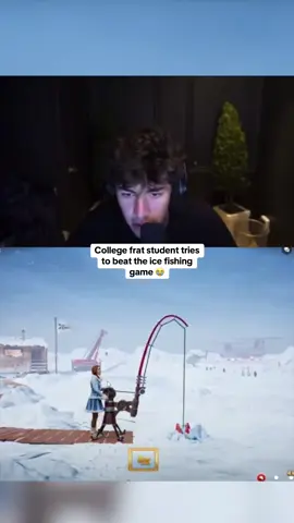 College frat student tries to beat the ice fishing game 😭 #kickstreaming