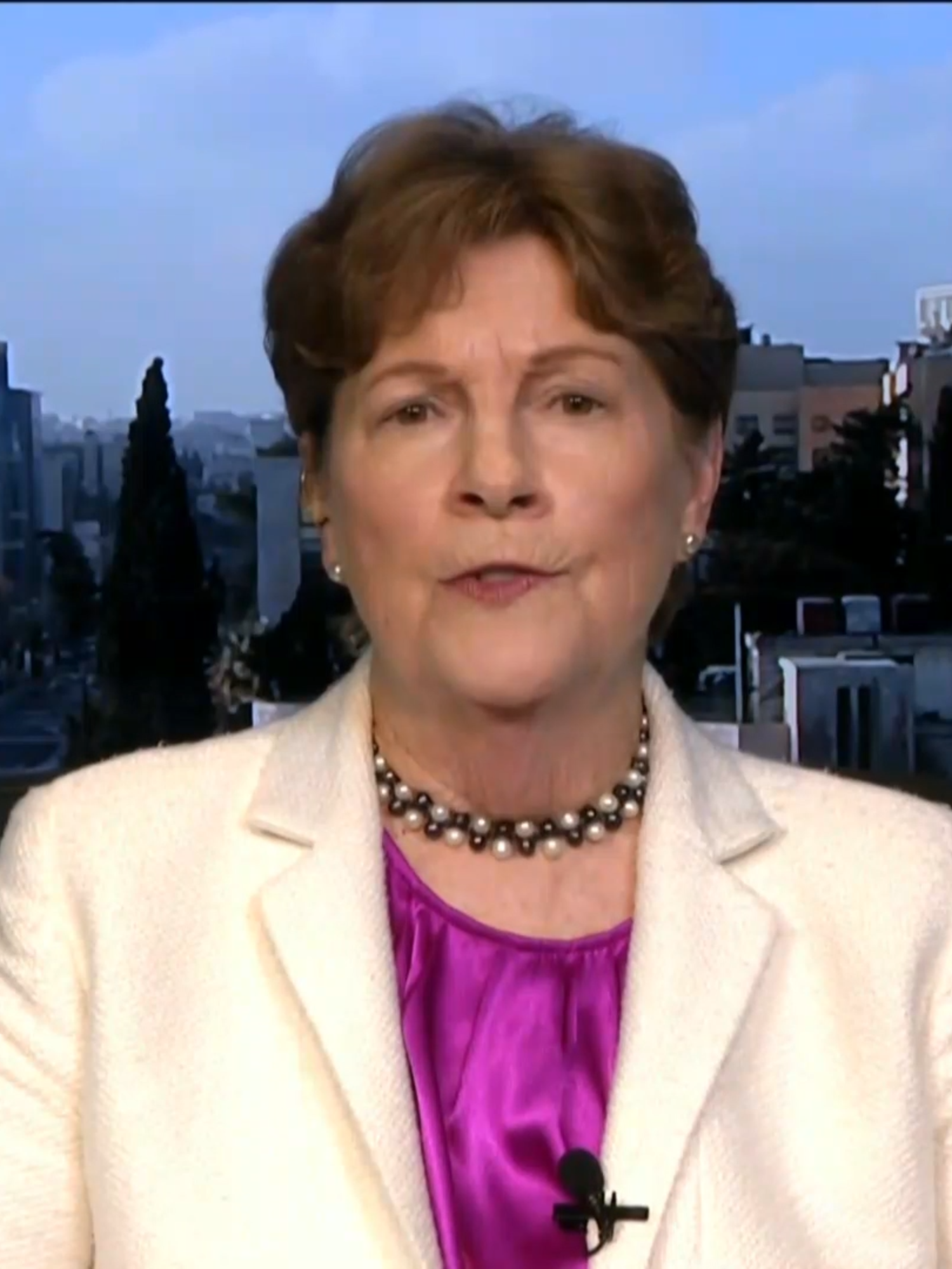 Senator Shaheen (D-N.H.), speaking from Amman, Jordan, criticized recent firing of three top Pentagon officials as “very troubling,” saying “we don't want…political people in those jobs.” Shaheen also condemned Israel’s blockade of aid entering Gaza as a “shameful black mark on humanity,” urging Netanyahu to allow assistance into the Gaza Strip.