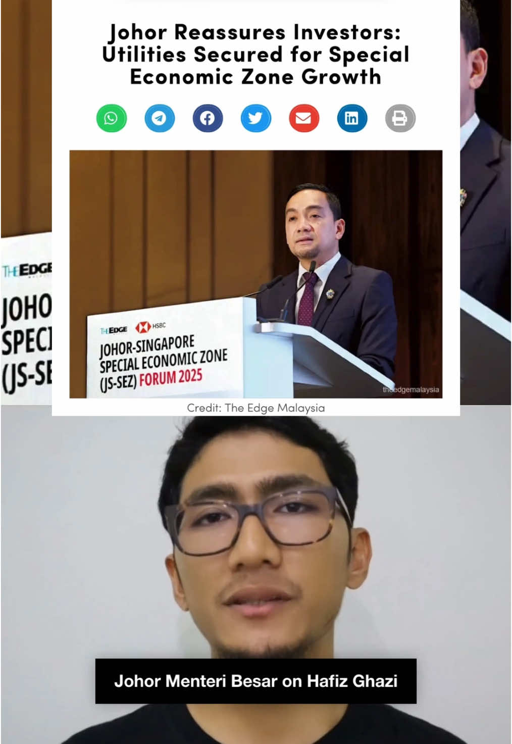 Johor Reassures Investors: Utilities Secured for Special Economic Zone Growth. Johor Menteri Besar Datuk Onn Hafiz Ghazi has assured investors that the state has the resources to support rapid growth under the Johor-Singapore Special Economic Zone (JS-SEZ). Speaking at Forest City, he rejected claims that Johor’s infrastructure might falter under demand, pledging strong partnerships and planning to secure utilities well into the next decade. #johormenteribesar #onnhafiz #onnhafizghazi #mahathirmohamad #johor #sez #johorsingaporecauseway #johorsingapore🇸🇬🇲🇾 #sg #sgnews #johordarultakzim #johorbahru #batamnewsasia #asia #Johor 