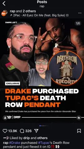 Drake has gone on to buy one the most iconic chains in Hip Hop history. With him now being the owner of Tupacs “Deathrow Records” pendent. It is currently unknown how much he paid but rumored to be in the millions. This is now this 2nd “Tupac” owned item that Drake now ownes. With him reportedly paying over $1M+ back in 2023 for Tupac’s iconic ring. This has caused some controversy in the Hip Hop community with some saying he is not “deserving” of owning Tupacs legendary jewelry. What are y’all’s thoughts on this?? #drake #tupac #drakeconcert #tupacshakur #fyp 