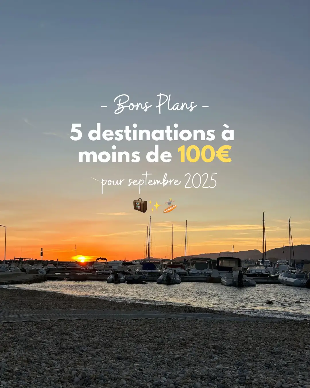 J’ai déniché pour vous 5 destinations à moins de 100€ par personne, parfaites pour une escapade last minute ⏳ Et cette fois, il y en a pour tout le monde, avec des départs depuis plusieurs villes de France : ➡️ Paris – Marrakech  ➡️ Marseille – Dublin ➡️ Toulouse – Paphos (Chypre) ➡️ Paris – Porto ➡️ Lyon – Dubrovnik (Croatie) Pense à enregistrer ce post et à l’envoyer à la personne avec qui tu aimerais partir ! ✨🌴 #voyage #travel #september #destination #lastminute 