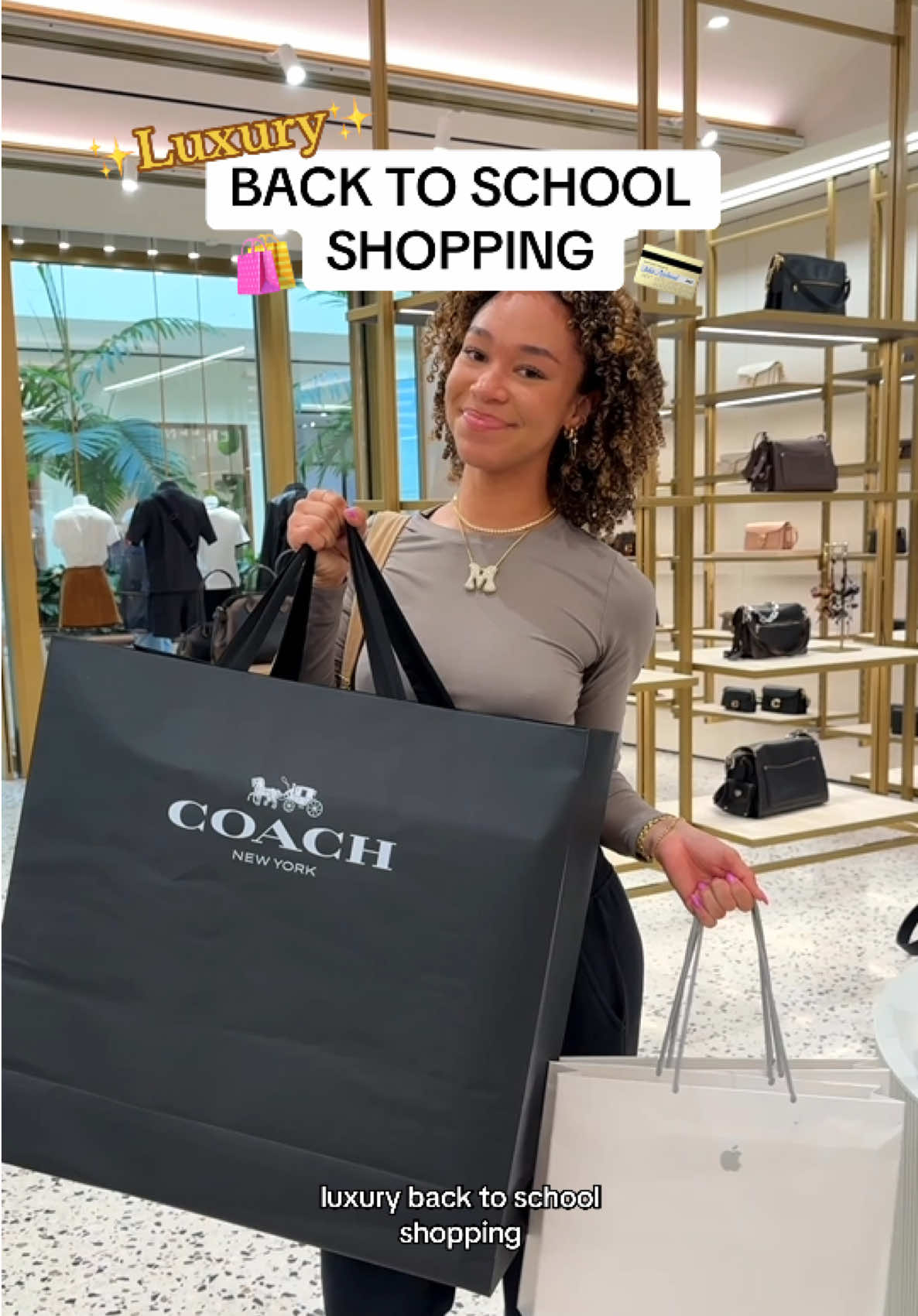 luxury back-to-school shopping ✨💳🛍️ spoiling you guys this school year! #college #student #shopping #school #apple #coach #fyp #backtoschool #ipad #airpodmax 