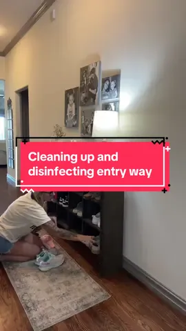 Little reset for the front entry!! And we have one already saying there throat hurts so we are going to get these germs. #CleanTok #sahmtok 