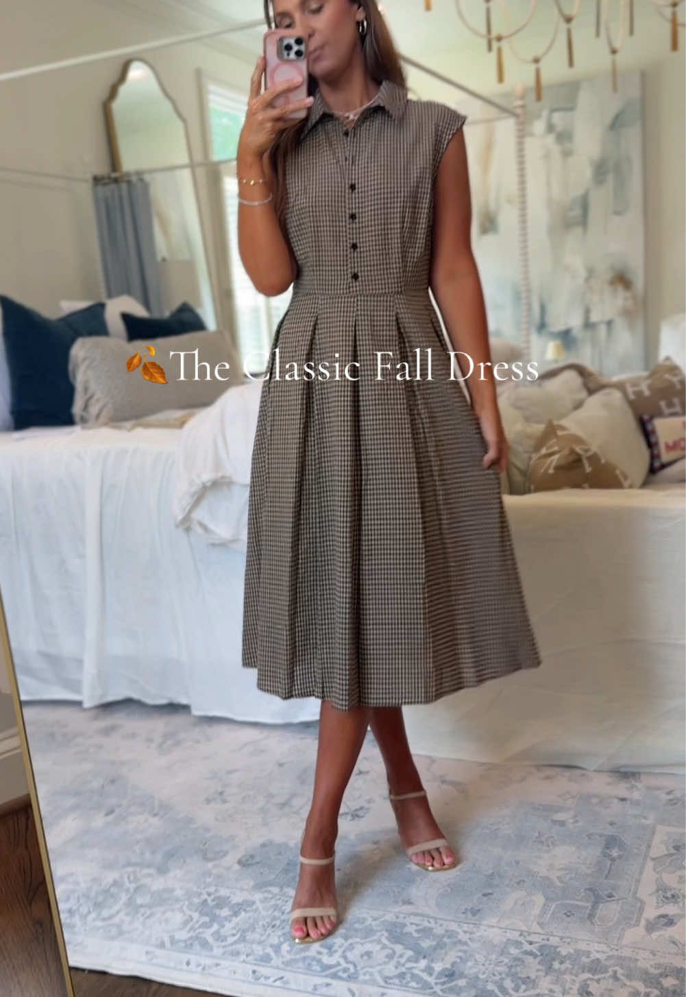 ✨ The Classic Fall Dress ✨ This timeless beauty has everything you love about a classic, modest silhouette. Featuring cap sleeves, a dainty collar, soft pleating, and a stunning cream-and-brown gingham print, it’s the perfect balance of charm and sophistication. The flattering midi length highlights the graceful pleats with every step, while the neutral color palette makes it a versatile staple for the season. Whether you’re headed to Sunday service, fall family photos, a bridal shower, or a cozy autumn gathering, this dress is made for those special moments. 🍂 A true fall wardrobe essential—don’t wait to snag this classic piece! #fallfashion#falldress #midi #classic #modestfashion #fallfamilyphotos #churchfit #gingham #affordablefashion #fallstyle #classicstyle 