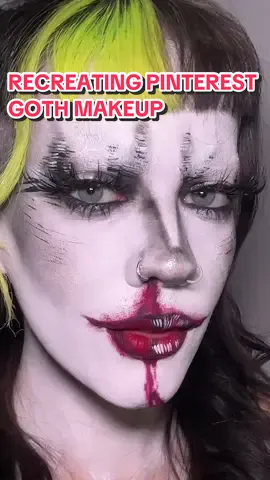 Recreating Goth Makeup I Found On Pinterest 📍🖤  @Mehron Makeup  @Makeup Revolution  @NYX Professional Makeup  @Fenty Beauty  #makeuptutorial #gothmakeup #creativemakeup #makeuptransformation #halloweenmakeup