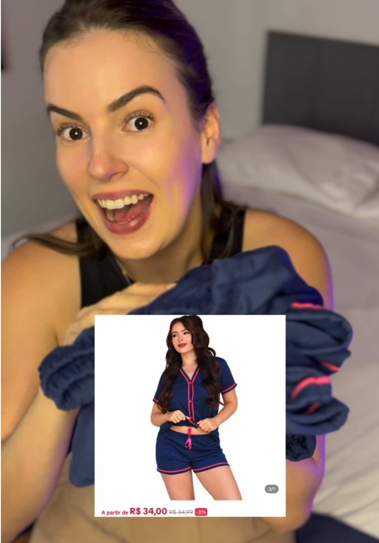 Pijama de mulher rica por menos de R$ 40,00 aqui no tik tok shop, nem acreditei na qualidade do produto, gente! Agora, vou dormir lindamente com o meu pijama de blogueira 🤌🏻😴 #tiktokshop #pijamas #fy #pijama #produtoviral 
