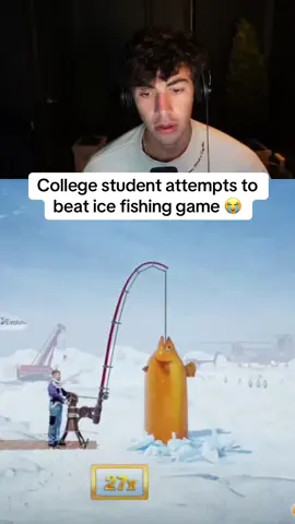 College student attempts to beat ice fishing game 😭 #kickstreaming 
