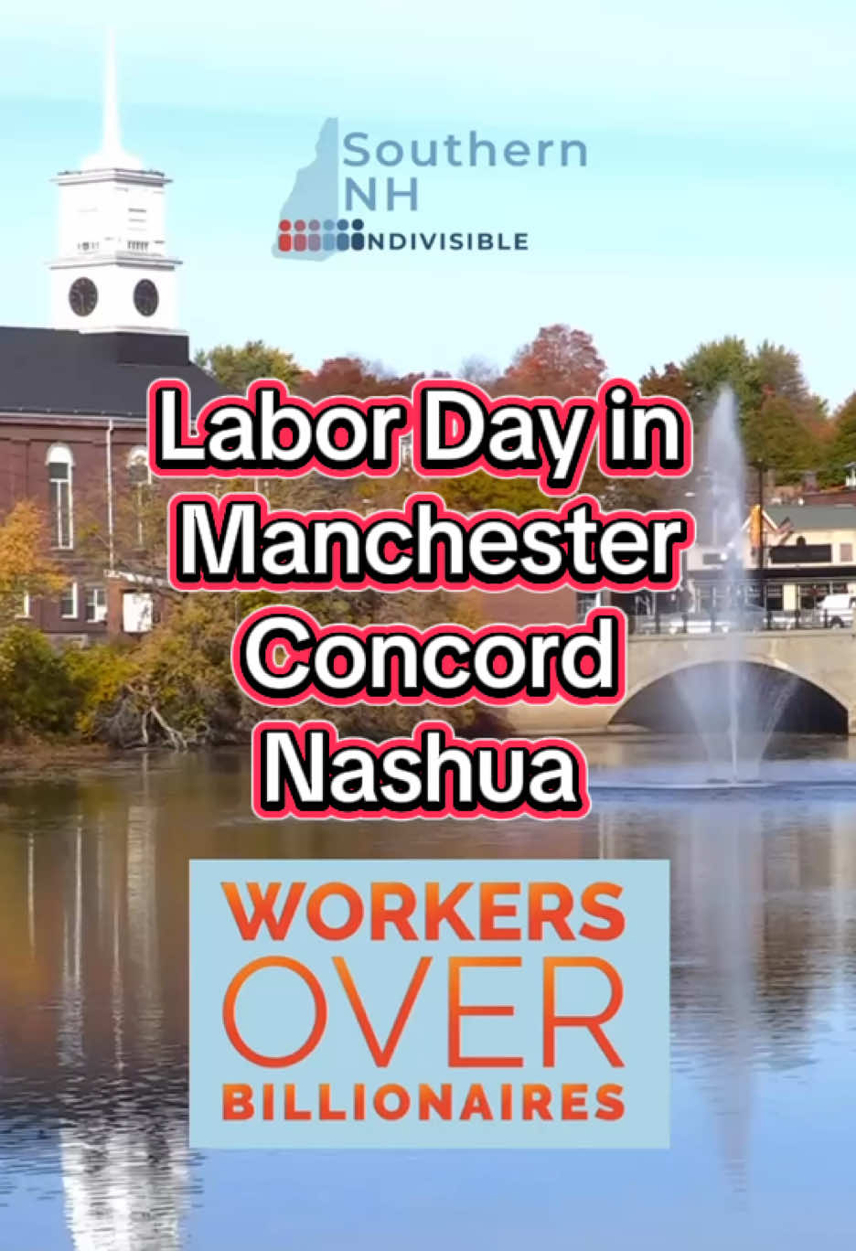 New Hampshire is showing out this Labor Day to show that we support WORKERS over billionaires. Can’t make it to any of these 3 cities? There are many more rallies going on around the state. We, the working class, will not stand for more tax cuts for the billionaires while grocery and other prices continue to increase while Medicaid, SNAP, and other social services are cut. Join us to say no to billionaire tax breaks and yes to workers rights. See you there! #nokings #resist #newhampshire #workersrights #democracy 