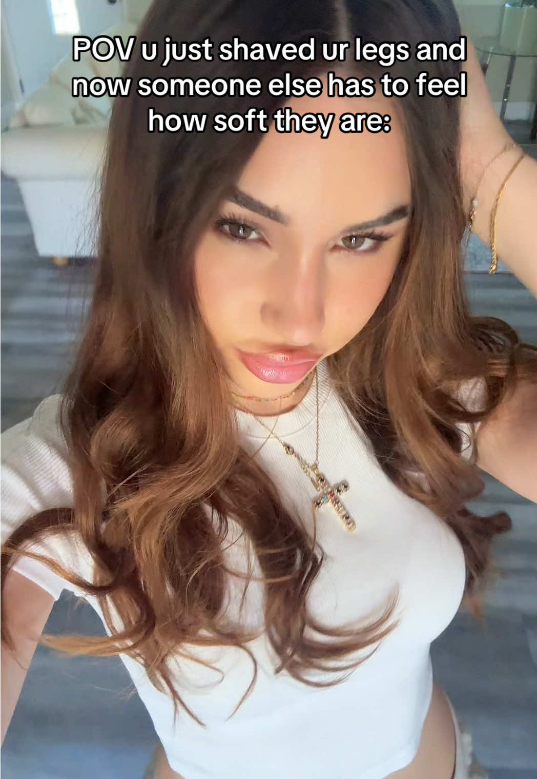 “Feel my legs” is not a weird demand… right? #funny #girls #shave 