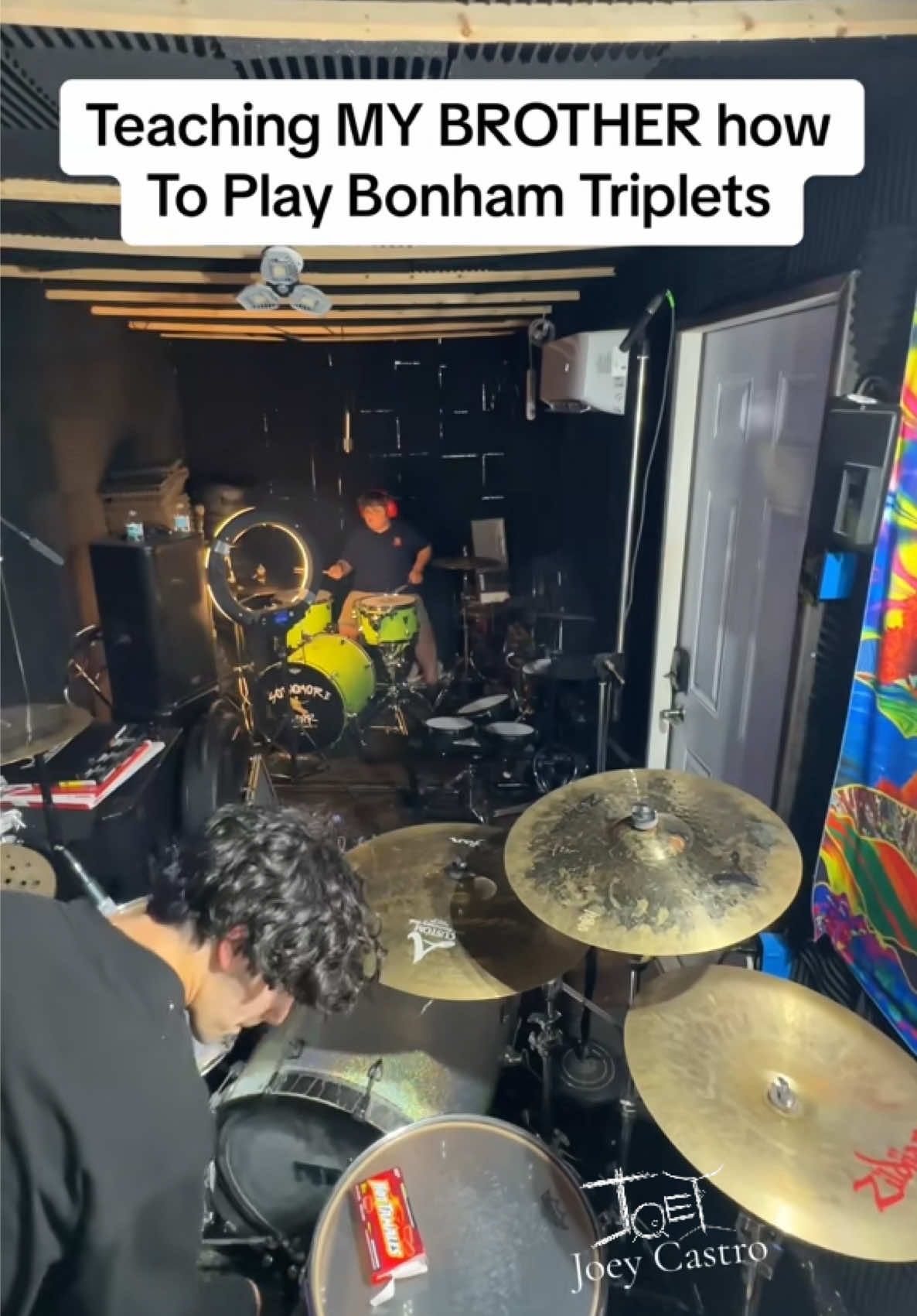 Teaching my lil brother Bonham Triplets 🥁👦 #drums #lesson #joeycastro #faith #thankyouGodandJesus 