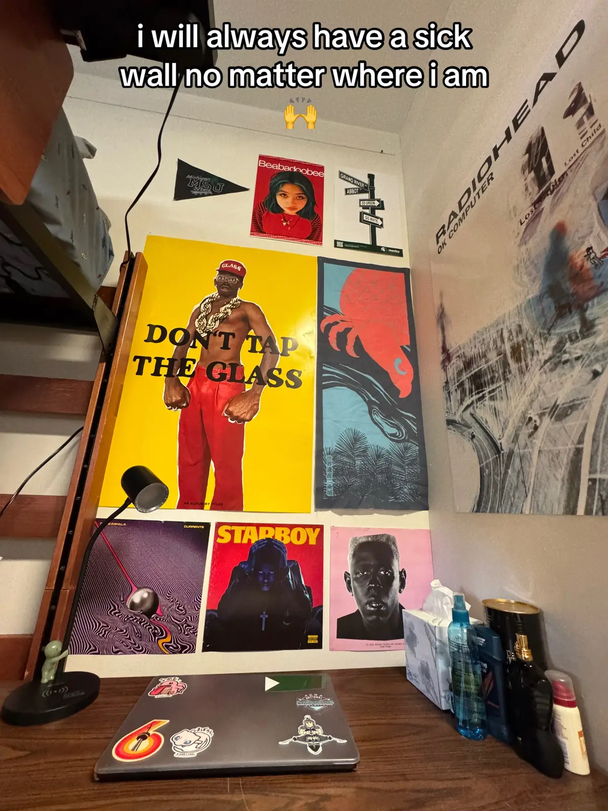 college poster sale empties my pockets every year ☹️ #college #posters #tylerthecreator #beabadoobee #radiohead 