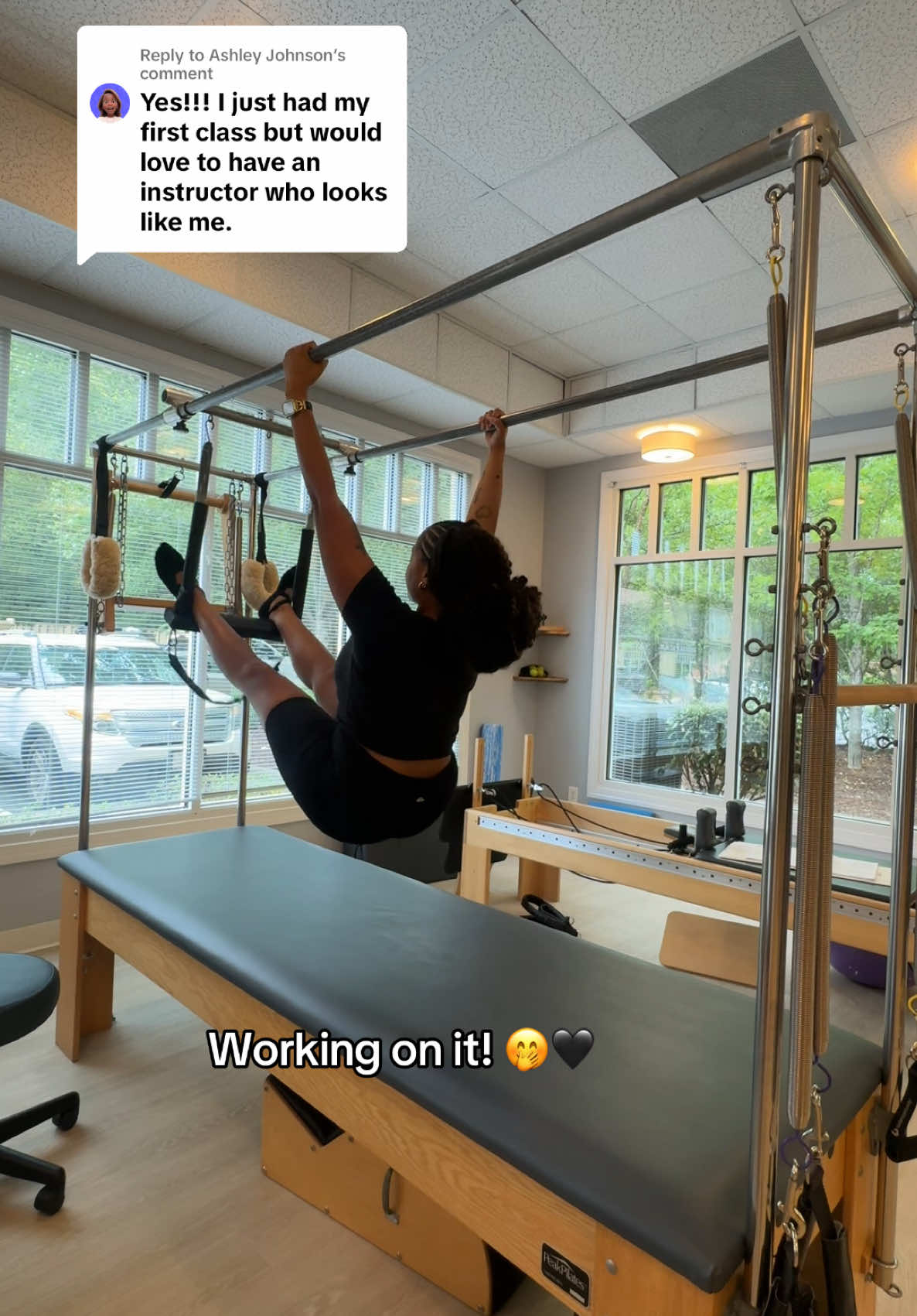 Replying to @Ashley Johnson stay tuned to having a Black Pilates instructor 🥰 follow @Pilates by Madam J for updates!  #blackpilatesinstructor #blackgirlpilates #pilatesforeverybody #blackgirlwellness #cadillacpilates 