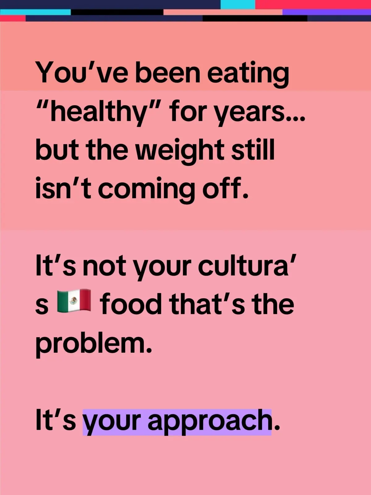 You’ve been eating “healthy” for years… but the scale still isn’t moving. And amiga, it’s not your arroz or tortillas holding you back. It’s the way you’re approaching weight loss. Here’s what I see all the time with Latinas: 1️⃣ The “but it’s homemade” trap Yes, comida casera feels comforting. But arroz, tortillas, tamales, even aguacate add up if there’s no structure. Homemade doesn’t mean calorie-free. 2️⃣ The cardio hustle You try to out-dance or out-run what’s on your plate with endless zumba or spinning. Without strength training, you’re just burning muscle and slowing your metabolism. 3️⃣ The protein blind spot Most mujeres are eating way less protein than they need. A little pollo or frijoles isn’t cutting it. Low protein = low energy, slower fat loss, and constant cravings. 4️⃣ The “un poquito” problem A spoon of arroz here, “just a drizzle” of crema there. It feels small, but those bites add up more than you realize. 5️⃣ The all-or-nothing cycle One tamal = “I’ll start Monday.” That mindset is the #1 reason so many of us spin our wheels for years. The fix isn’t cutting out your cultura. It’s learning how to make it work with you: ✔️ Building meals around protein ✔️ Strength training so your metabolism works harder for you ✔️ Mindful portions that still feel satisfying ✔️ Letting go of the all-or-nothing mindset Your food isn’t the enemy. The wrong plan is. 👉 Drop SABOR in the comments and I’ll send you my free guide that shows you exactly how to enjoy arroz, tortillas, and tamales while still hitting your goals. #leanlatinahabits  #latina #caloriedeficit #mexicanfood 