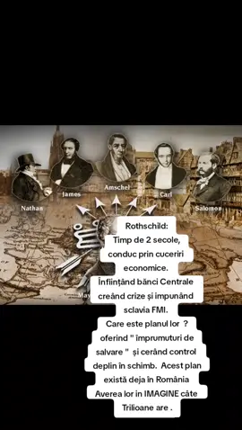 Timp de mai bine de două secole  Familia Rothschild au Condus prin  cuceriri economice înființând bănci  centrale creând crize și impunând sclavia FMI.  Care este planul lor?? Lucrând pentru a prăbuși economiile,  oferind  