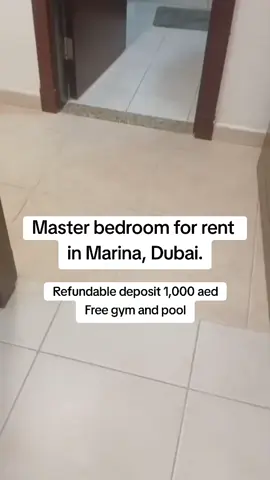 Master bedroom for rent  in Marina, Dubai. Refundable deposit 1,000 aed Free gym and pool. #masterbedroom #room #marina #dubai #fyp 