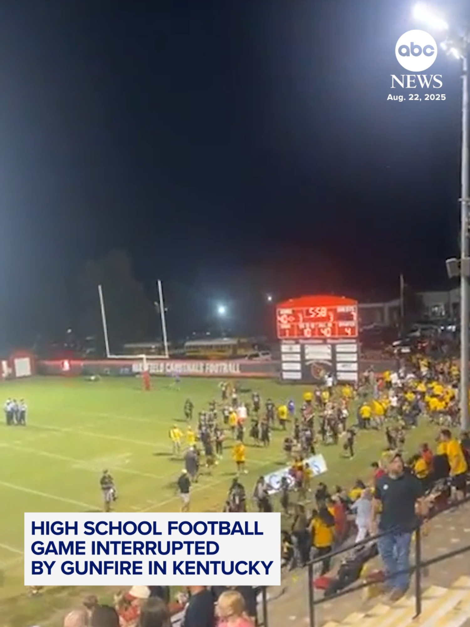 A 14-year-old boy has been arrested after he allegedly sparked panic by opening fire near a high school football game in Kentucky on Friday, causing players to run off the field to seek cover, according to police.