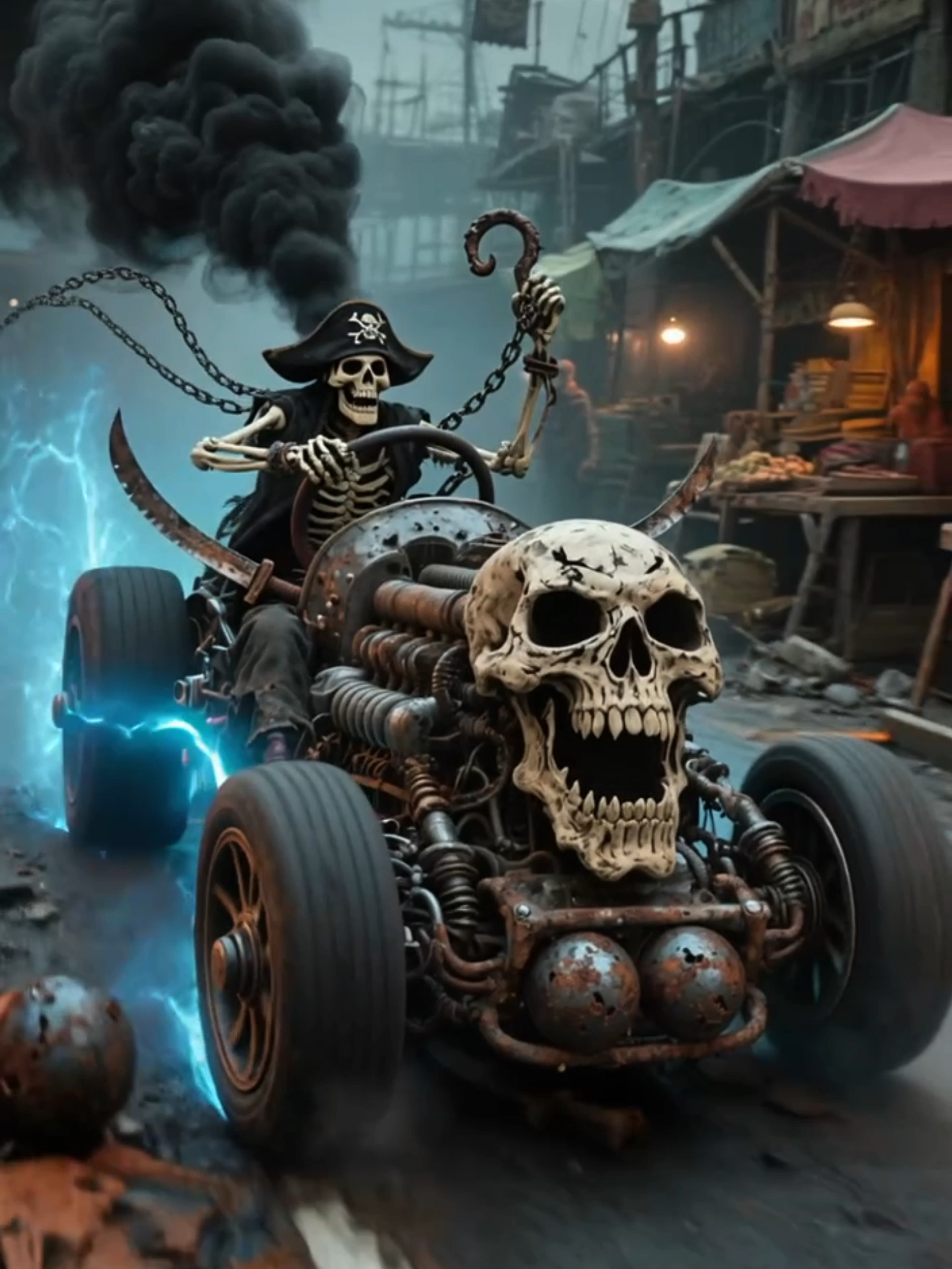 Live Wallpaper | Death Racer Unleashed ☠️🏎️ #pirate #livewallpaper #hauntedcar #darkfantasy #skeleton #skull #epicwallpaper #undeadpirate #wallpapervideos #aivideo #fyp