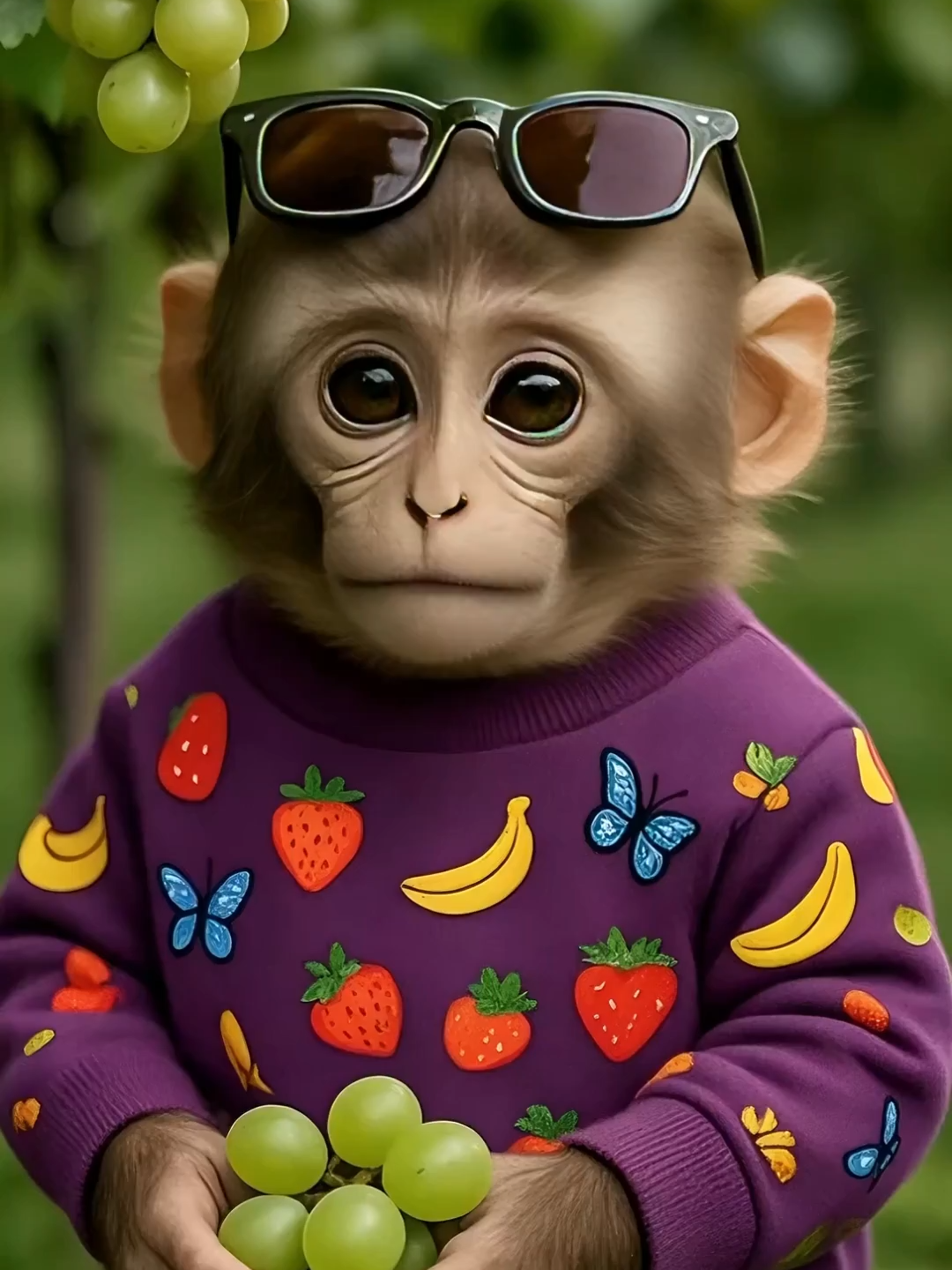 Anak Monyet Sok Ganteng 😎🙈🍇  #FunnyMonkey #StylishMonkey #MonkeyWithSunglasses #GoofySmile #ToothlessLaugh #CoolMonkeyVibes #MonkeyFashion #MonkeyHumor #AnimalComedy #ViralMonkey #CheekyChimp #LaughingMonkey #MonkeySwag #GrapeLover #DripCheck
