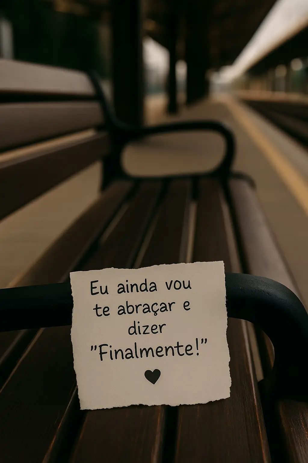 Esse banco vazio carrega uma promessa: um dia ele será testemunha do nosso abraço mais esperado. Aquele abraço que vai calar tudo e só dizer: “Finalmente.” Se você também está esperando esse momento… comenta um coração 🖤 #foryoupage❤️❤️  #foryou  #fyp 