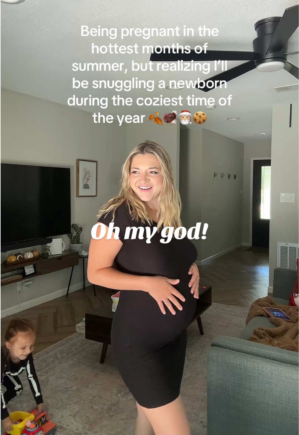 Summers almost over, give me pumpkin spiced, Christmas cookies and newborn cuddles. #pregnancy #pregnant #fyp #viral #motherhood 