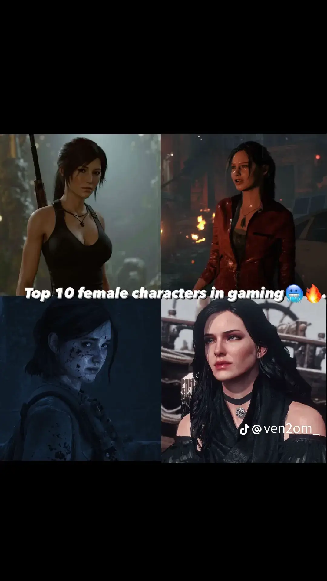 Top 10 Female Characters in Games TOP Lara Croft ~ #laracroft #tombraider #residentevil #elliewilliams #elliewilliamsthelastofus 
