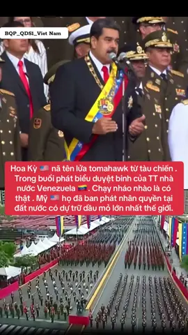 Hoa Kỳ 🇺🇸 nã tên lửa tomahawk từ tàu chiến . Trong buổi phát biểu duyệt binh của TT nhà nước Venezuela 🇻🇪. Chạy nháo nhào là có thật . Mỹ 🇺🇸 họ đã ban phát nhân quyền tại đất nước có dự trữ dầu mỏ lớn nhất thế giới. #usa #venezuela 
