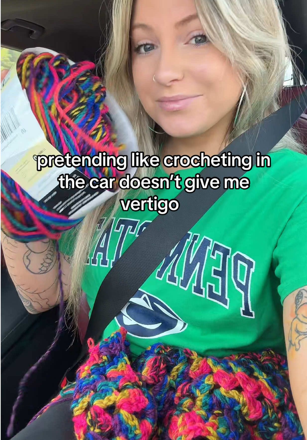 literally can’t crochet for more than 2 mins in the car 