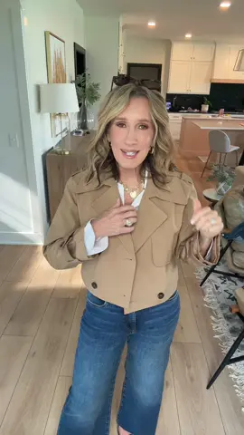 Ladies over 50, here is another Fall fashion trend 🍂 cropped trench coats 🍁 here are three different ways to style it. They are some outfit ideas that are both casual or business wear.  #over50fashion #womenover50 #over50style #fashionover50 #fallfashiontrend 