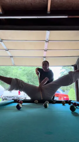 Just two girls who have know clue who’s solid or stripes #bean #pooltable #handstandchallenge @Me 