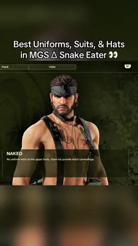 Best Uniforms, Suits, & Hats in MGS Δ Snake Eater, not including camo since they were all found in the previous game 👀 #mgsdelta #metalgearsolid #MGSΔsnakeeater #metalgearsoliddeltasnakeeater #metalgearsoliddelta 