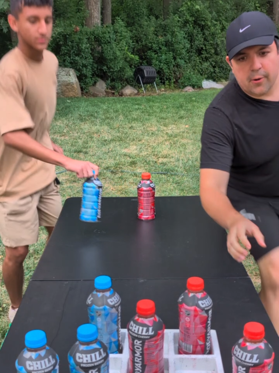 Who Will Win? 🤔 Bottle Flip Tic Tac Toe ❌⭕ #games #fyppppppppppppppppppppppp #tictactoe