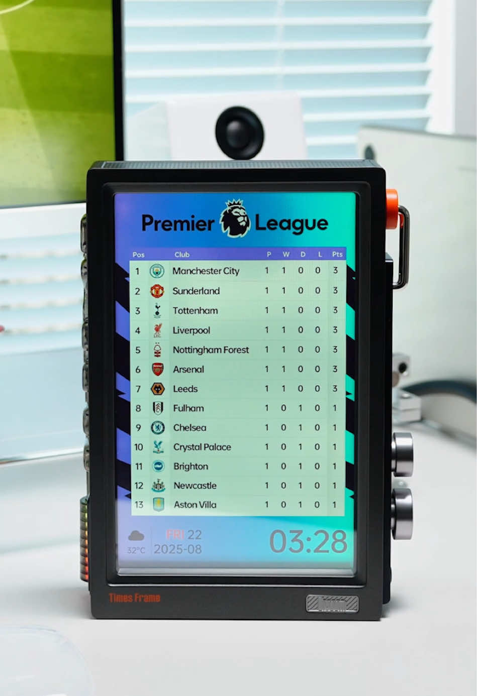 Premier League fans, your desk’s missing this! Divoom’s PL dial—upload your club’s badge, keep the matchday buzz alive.#premier #PremierLeague #divoom #timesframe #tiktokbuyitnow 