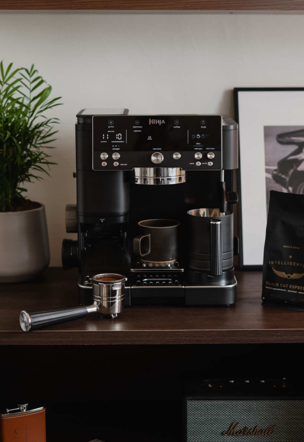First look at the Midnight Black @Ninja Kitchen Ninja Luxe™ Cafe - clean design that brews multiple types of coffee all in one place #coffee #ninjaluxecafe #aestheticupgrades #minimal #fyp