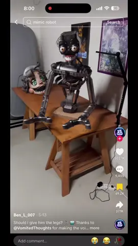 If you give him it it’s legs back whatever happens is on you Credit:@𝗕𝗲𝗻_𝗟_𝟬𝟬𝟳  #animatronic #mimic #taggking 