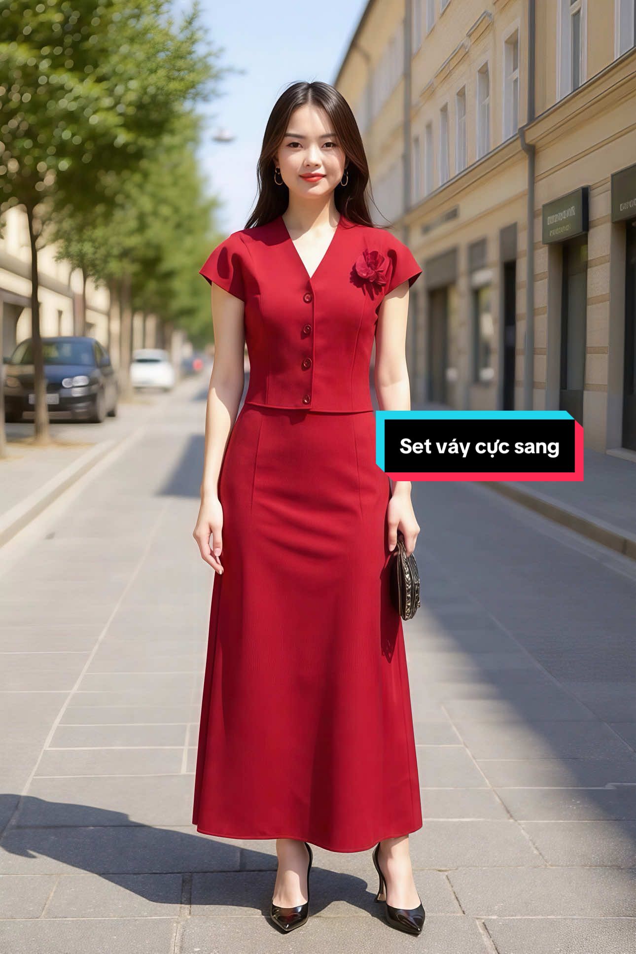 Set váy 4 màu đang dài, áo gắn hoa tinh tế #hoale4mua #setbonu #setnu #bonu #vayxinh 