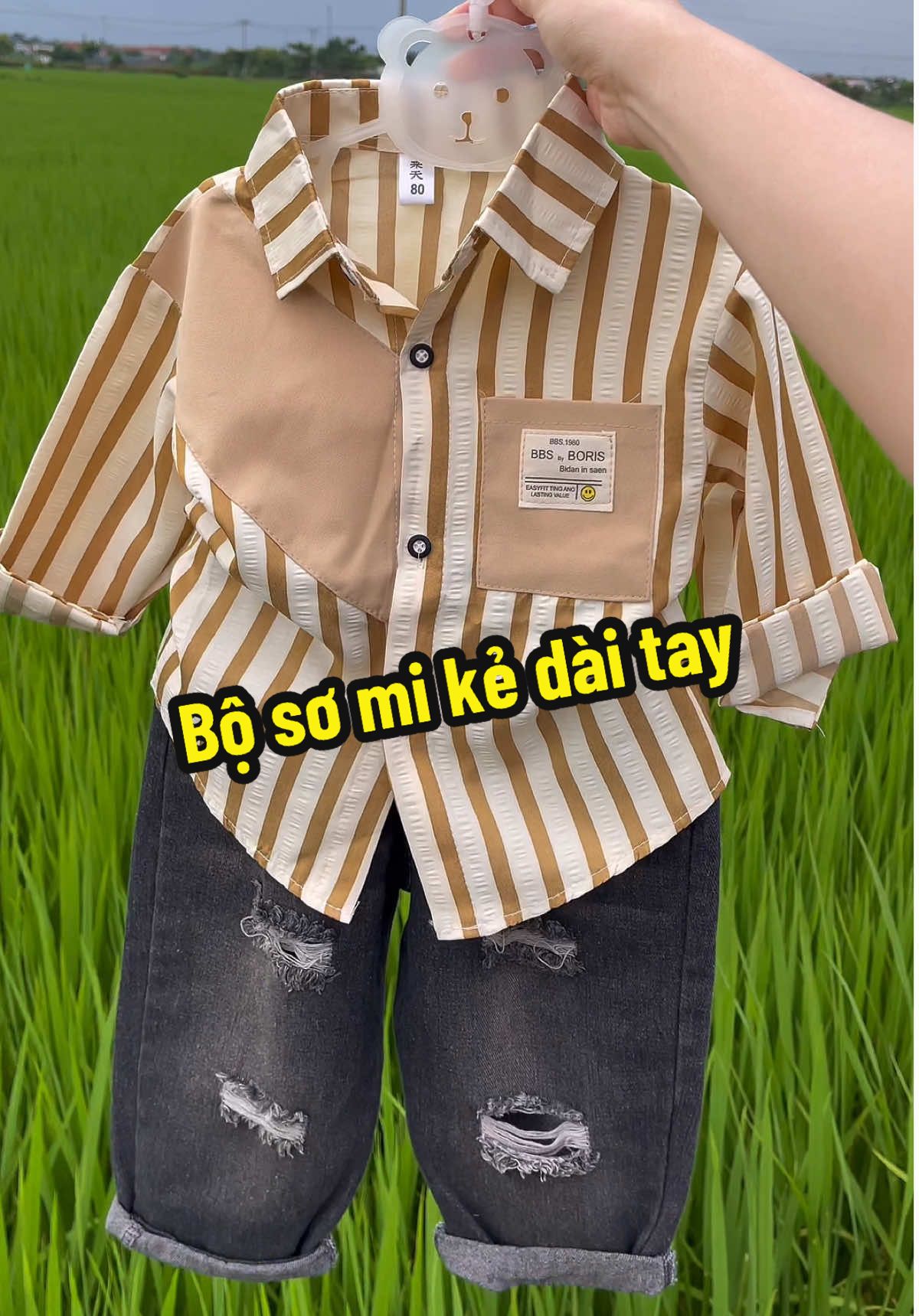 Bộ sơ mi kẻ dài tay cho bé #bosomibetrai #setbodep #xuhuong 