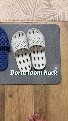 #dormroom hack #freshmanyear #collegetips use a stone bath drying mat for your shower shoes and wet shower caddy. 