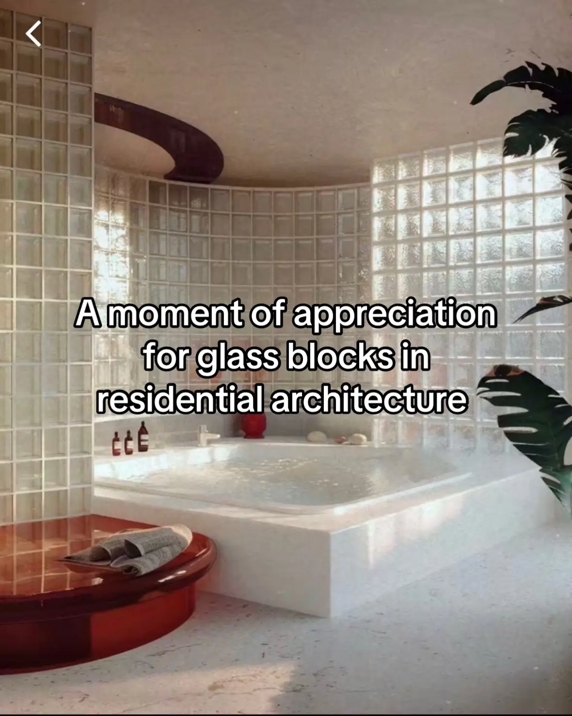 All credit to respect owners on Pinterest!! I love these glass blocks in any part of the home. Arguably might make a space feel a bit cold, but I’d figure it out 🤷‍♀️ #interiordesign #architecture #homedecor #vintagehome #vintage 