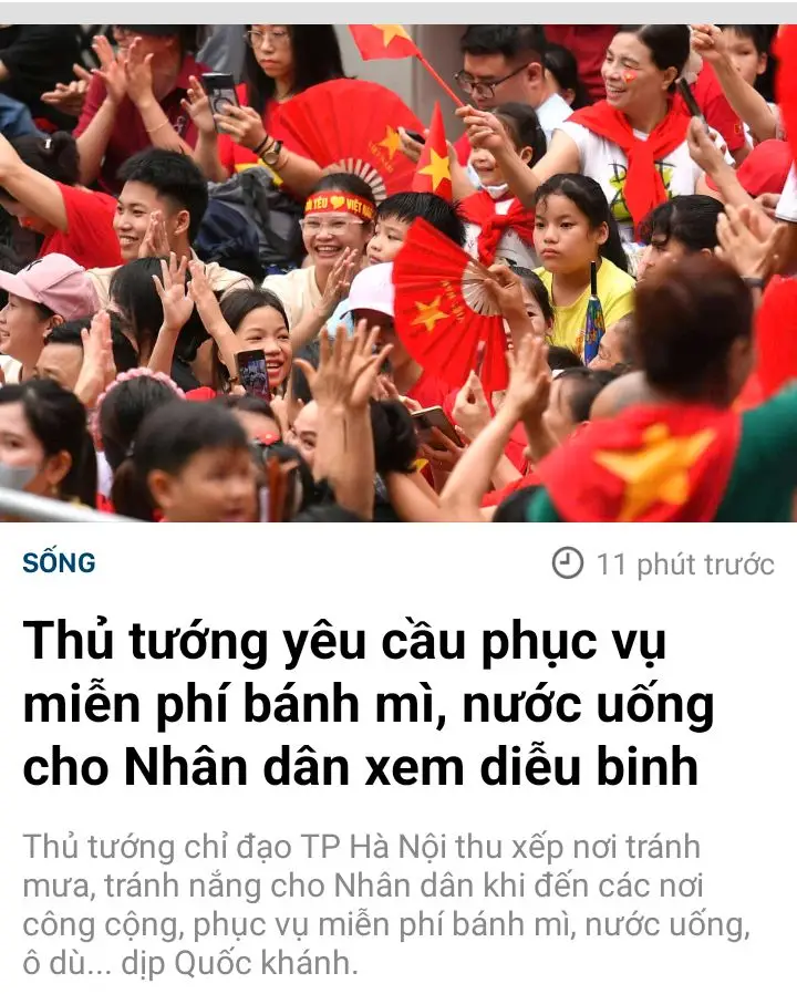 CỰC NÓNG! THỦ TƯỚNG CHÍNH THỦ  YÊU CẦU TP HÀ NỘI  MIỄN PHÍ CHO NHÂN DÂN XEM DIỄU BINH TỪ CHỖ TRÁNH NẮNG MƯA, BÁNH MỲ, NƯỚC UỐNG  TRONG DỊP ĐẠI LỄ QUỐC KHÁNH 2-9. #xuhuong #song #dieubinh #quockhanh ...