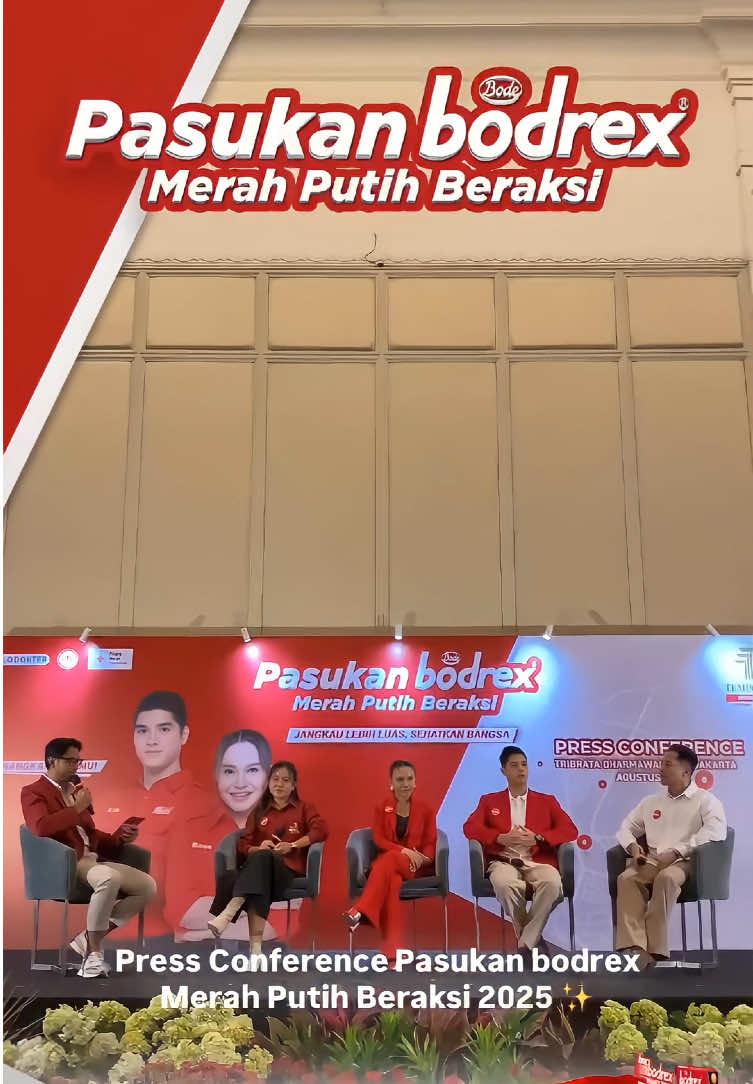 Inilah momen press conference Pasukan bodrex Merah Putih yang berlangsung di Jakarta pada tanggal 21 Agustus 2025 bersama Brand Ambassador @Rossa dan @Al Ghazali ✨ #PasukanbodrexMerahPutihBeraksi #PressConference 