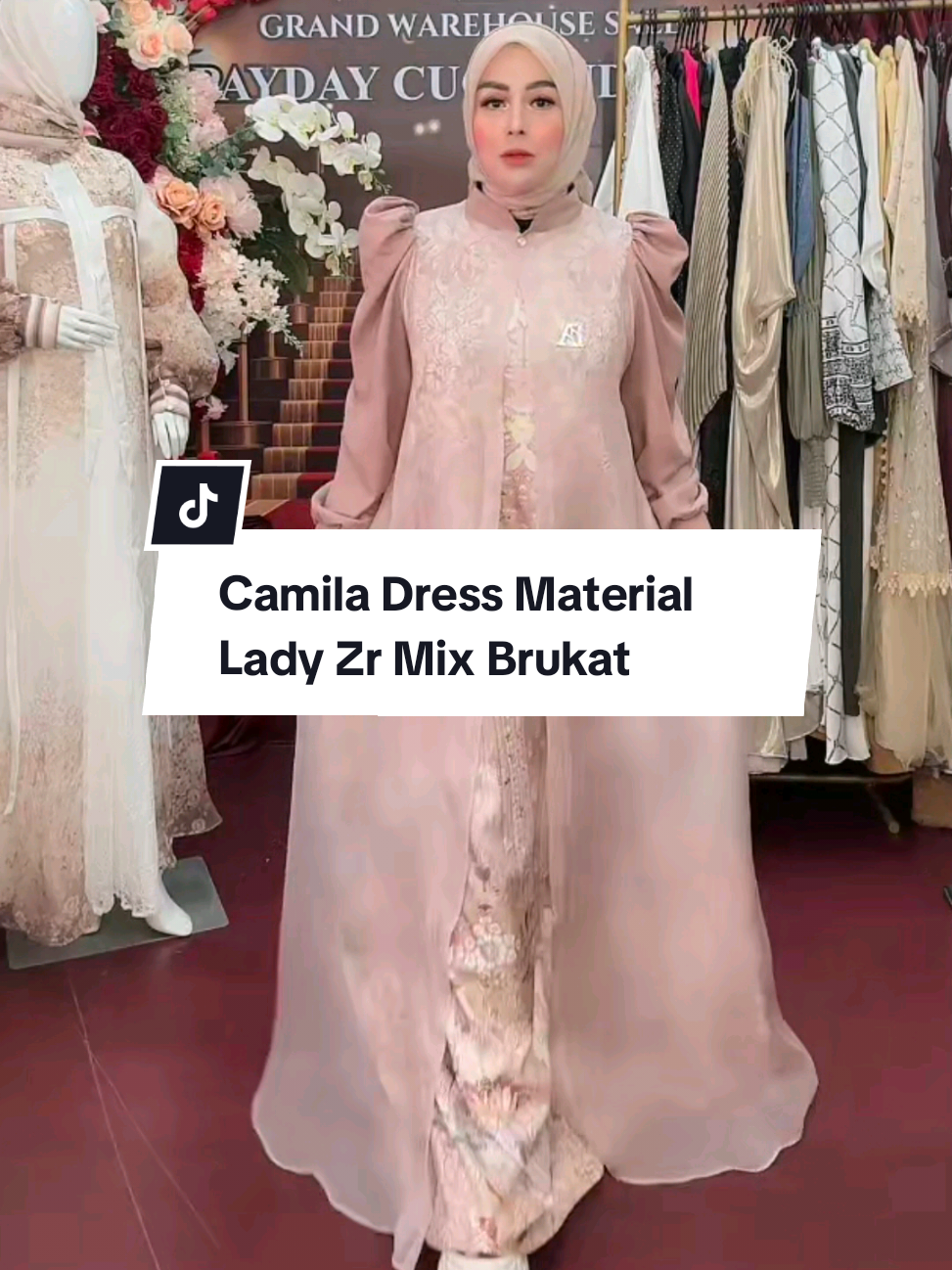 Camila Dress Material Lady Zr  Mix Organza Pattern Exlusive BURUAN CO SEBELUM KEHABISAN. #gamismewah #gamisbrukat #fyp #dress #dressmewah 