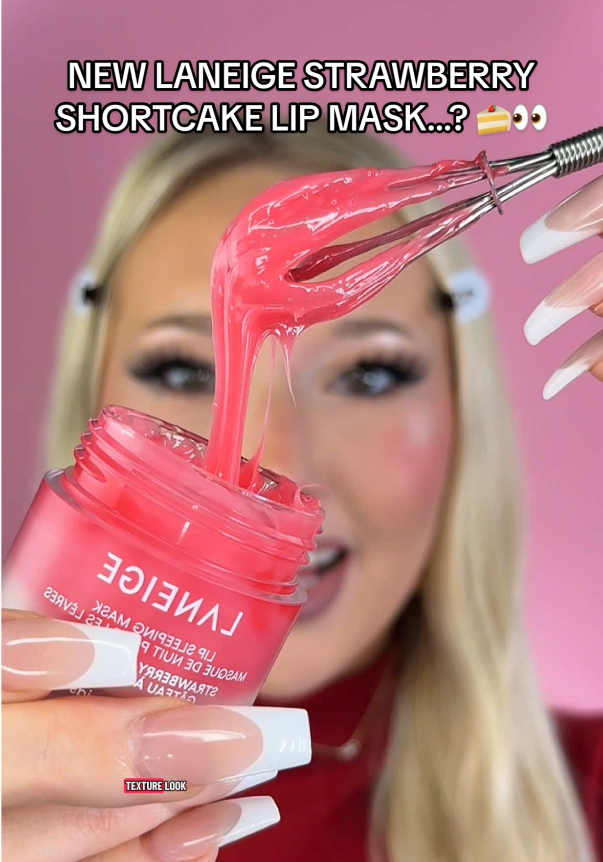 Tell me the actual whisk to mix it isn’t the most fitting thing for a strawberry shortcake themed lip mask!! OMG🍰SO PRETTY & CUTE thank youuuu 😍🫶🎂@laneige_us @sephora @Amazon Beauty #laneigelipmask #newlaneige #CapCut #lipsleepingmask #laneigelipsleepingmask  - New Laneige lip sleeping mask, laneige strawberry shortcake lip mask, mixing Laneige lip mask whisk, new makeup try-on, cute lip products, layered lip mask, beauty creator, triple layer lip mask Laneige 