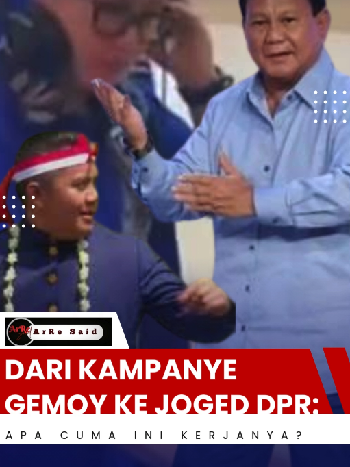 untuk bayar pajak, rakyat harus kerja keras  → habis buat joged pejabat. Sampai kapan kita cuma nonton? > Apakah kita hanya diam… atau bersuara? #ArReSaid #PajakJoged #PrabowoEra #PajakKita #PejabatJoged 