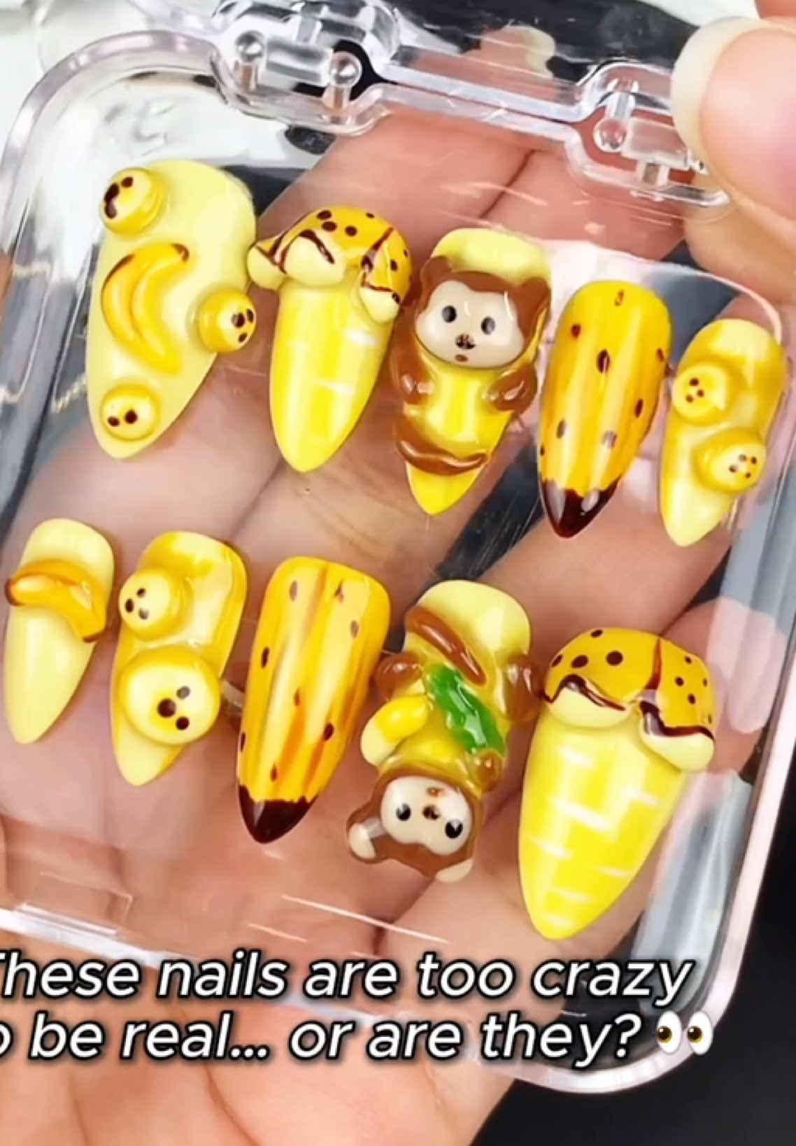 ✨ Cute or crazy? Monkey & banana nails are here to steal the spotlight! 💬 Check out more fun designs in our shop!#pressonnails #cutenails #monkeynails #kawaiinails #nailtok 