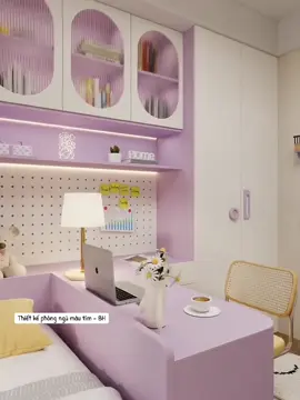 Nội thất phòng ngủ tone trắng kết hợp tím dễ thương và dịu dịu 😘 #decorphongngu #noithatphongngu #noithatbhcom 