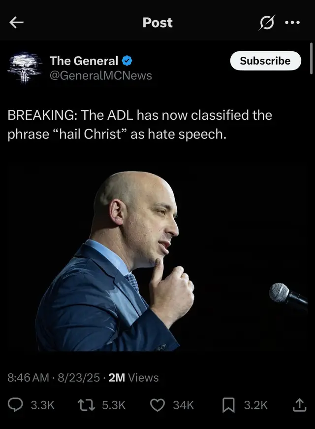 The Anti Defamation League (ADL), a U.S. based Jewish civil rights organization has classified the phrase “Hail Christ” as hate speech. #christiantiktok #orthodoxy☦️ #christianity #catholictiktok #catholic #usa #news #international #viral 