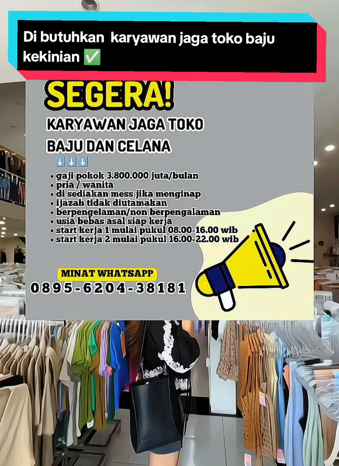 Info butuh karyawan baru cewe atau cowo siap tampung siap kerja jaga toko baju dan celana😊 #info #loker #lokerterbaru #lokerindonesia #lowongankerja #kerja #toko #baju #Baju Kaos Bagus Korean Style #bajumurah #bajuwanita #kaos #kaosmurah #pakaian #semua #semuaorang #semuabisaditiktok #jangkauan #jangkauanluas #jangkauanluasfyp #indonesia #indonesia🇮🇩 #foryou #foryoupage #foryoupage❤️❤️ #semoga #semogafyp #semogamasukfyp #viral #viralvideo #fy #fyp #fypage #fypp #fypシ゚ #fypdongggggggg #fyppp #fypシ゚viral🖤tiktok #fypdong #fypviralシ #fyppppppppppppppppppppppp #tren #trend #trending #terbaru #kekinian 